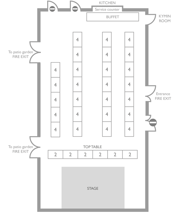 Room layout 116 guests
