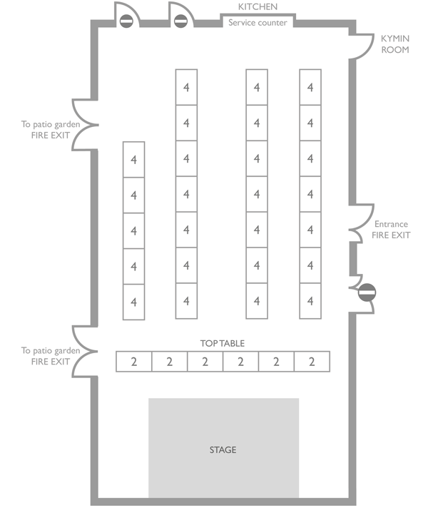 Room layout 116 guests