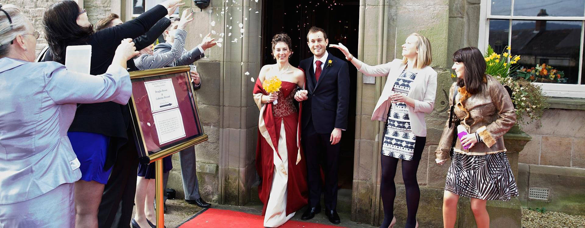 Bride and groom on the red carpet